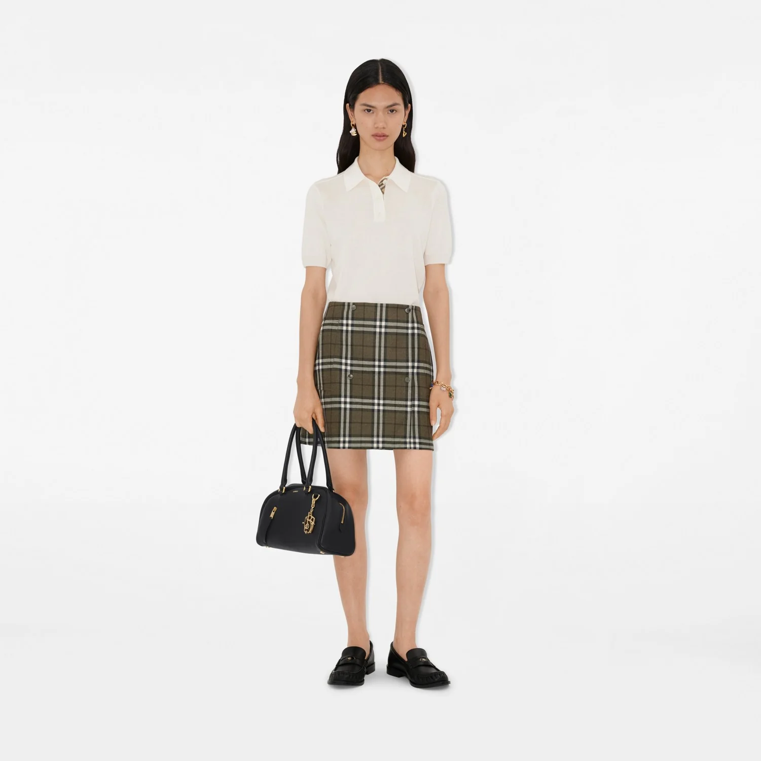 Check Bonded Wool Trench Mini Skirt - Image 4