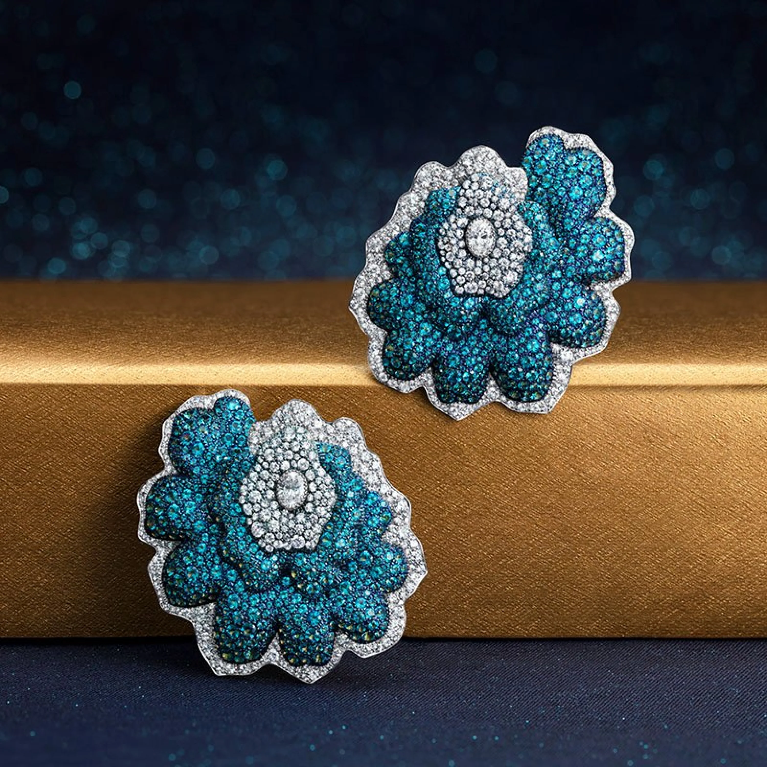 Enchanted Garden Titanium Diamond Flower Earrings - Image 3