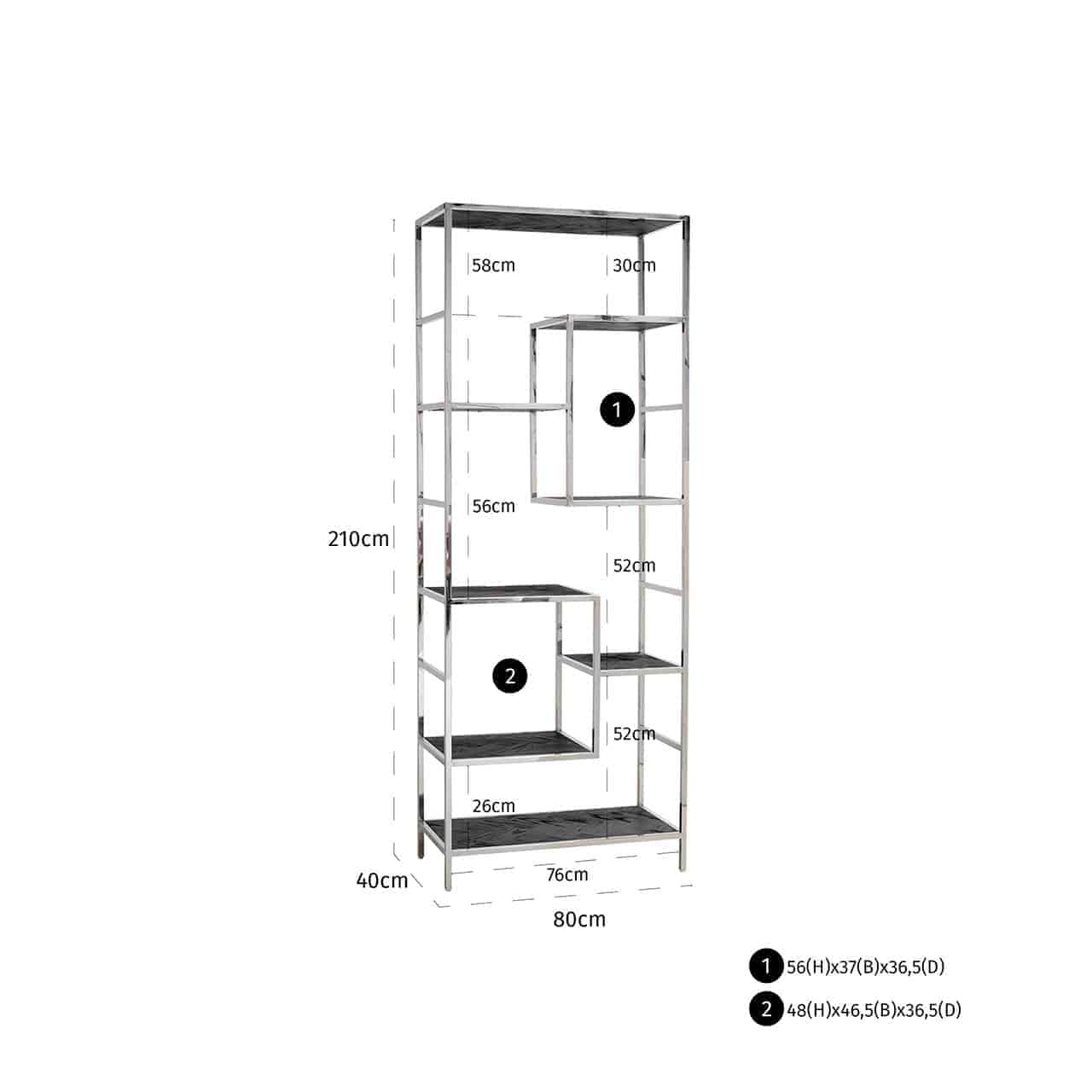 Wall Cabinet Blackbone Silver 7 Shelves - Image 4